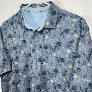 Walter Hagen Golf Polo Shirt Mens Small Blue Desert Tequila AOP Performance